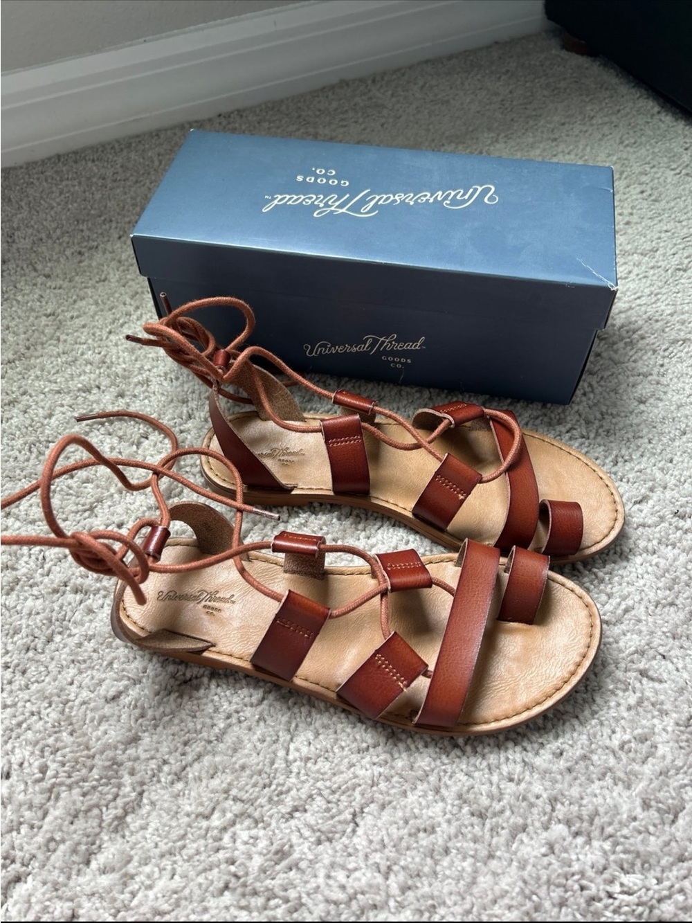 Universal Thread Paige Brown Lace-Up Strappy Sandals